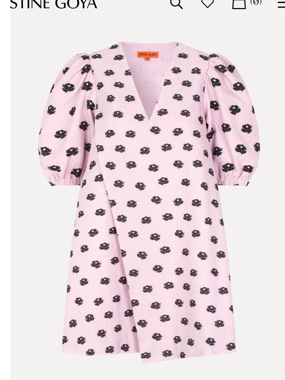 STINE GOYA Pink Dress with Black Floral Motif